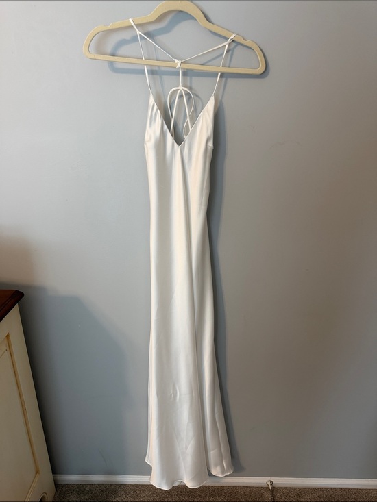 Zara Dresses & Skirts - Zara White Satin Maxi Slip Dress with Strappy Back